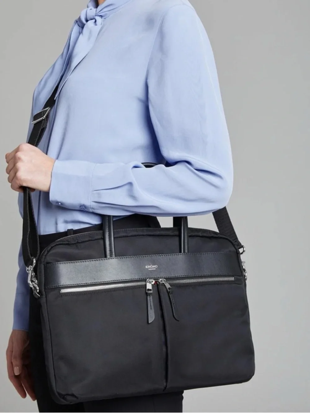Knomo Womens Hanover 14 inch Laptop Briefcase Shoulder Work Bag in Black